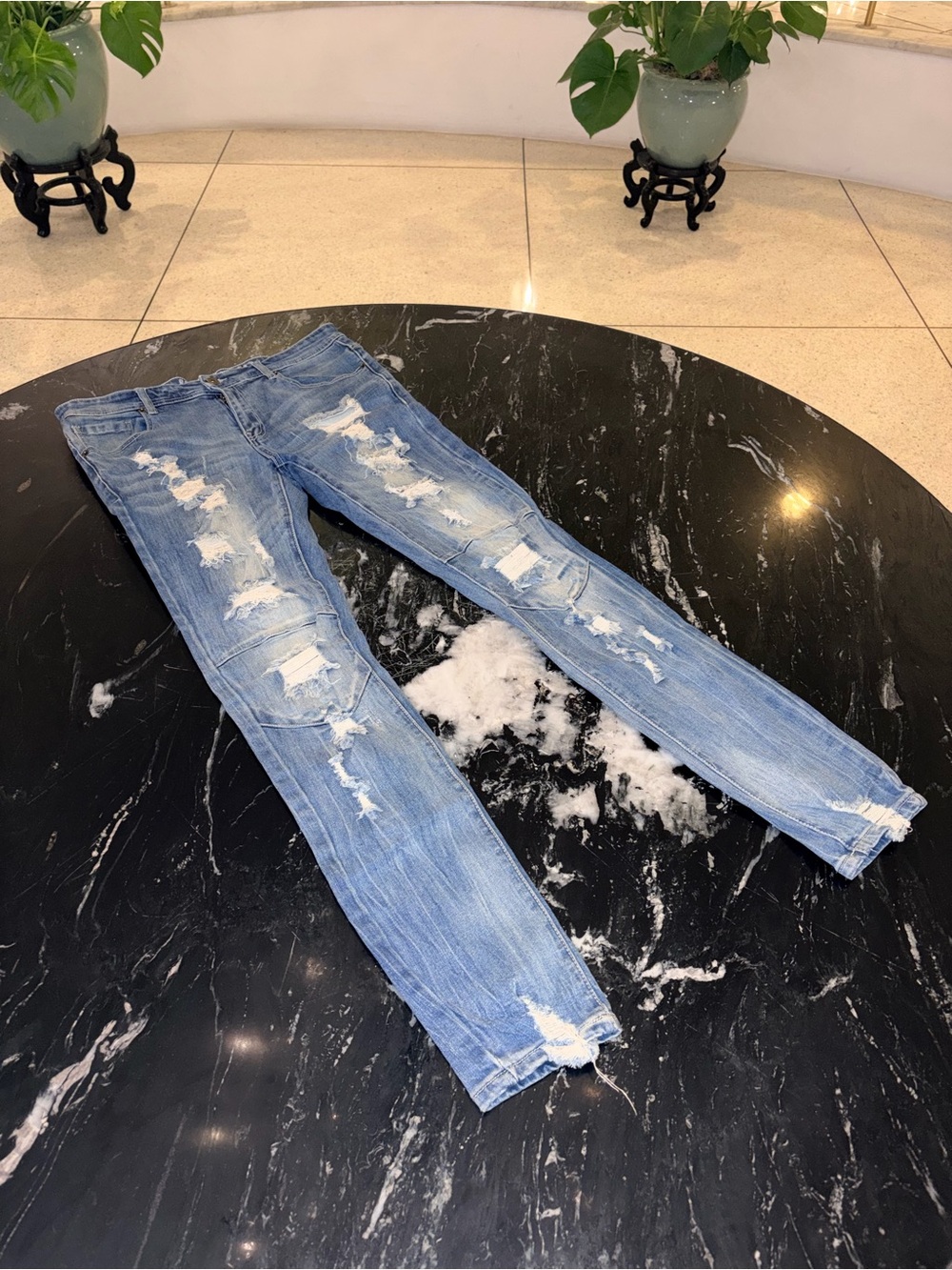 Skinny Ripped Light Blue Men's Jeans